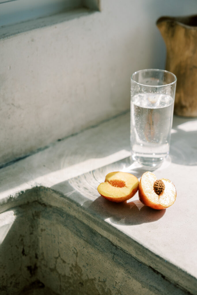 Pure water with fruit cut up to put in it